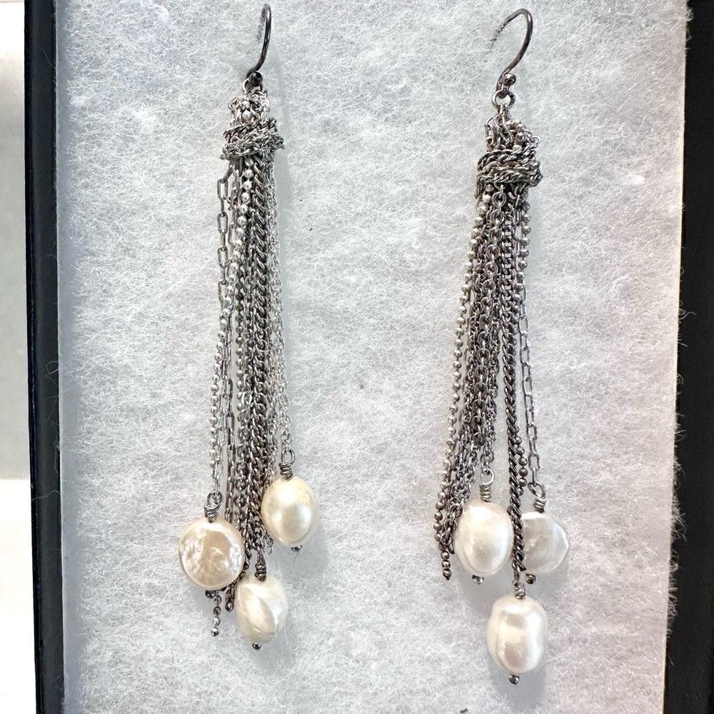 Stella & Dot Sterling Pearl Cascade Drop Dangle Fashion Earrings
